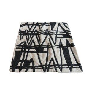 WEST ELM 100% Cotton Cream Black Abstract Embroidered Decor Throw Pillow Sham